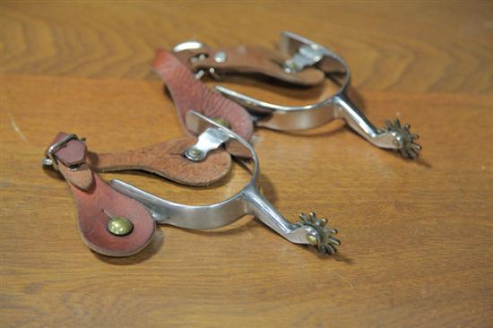 PAIR OF SPURS. Nickle plated spurs with