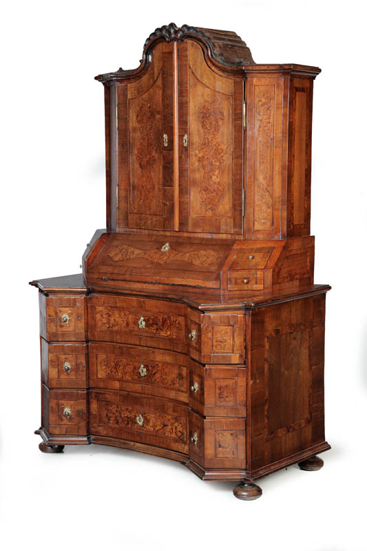 BAROQUE MARQUETRY SECRETARY.  Probably