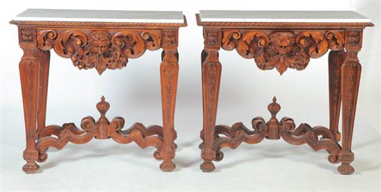 PAIR OF CARVED CONSOLE TABLES  12356f