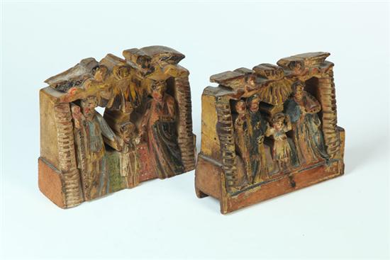 TWO WOOD CARVINGS.  Attributed