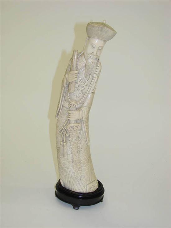 IVORY CARVING OF EMPEROR.  China