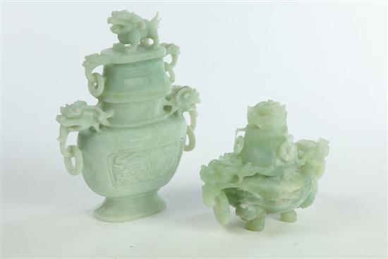 TWO CARVED INCENSE BURNERS.  China