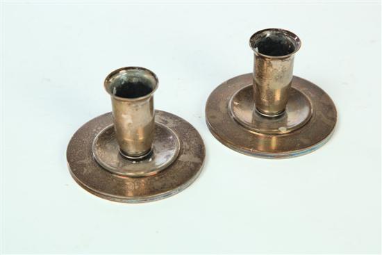 PAIR OF SILVER CANDLE HOLDERS  1235d8