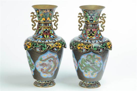 PAIR OF CLOISONNE VASES.  China