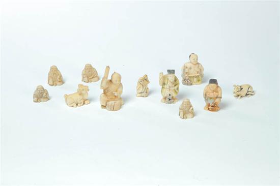 ELEVEN IVORY CARVINGS.  Japan  1st half-20th