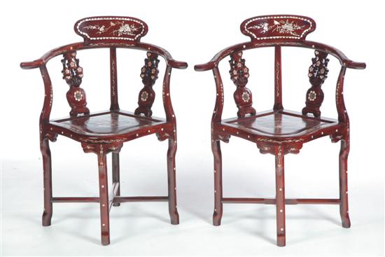 PAIR OF INLAID CHINESE ARMCHAIRS 123659