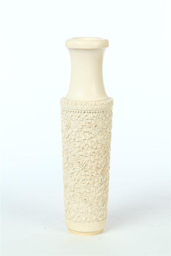 CARVED IVORY VASE.  China  early 20th