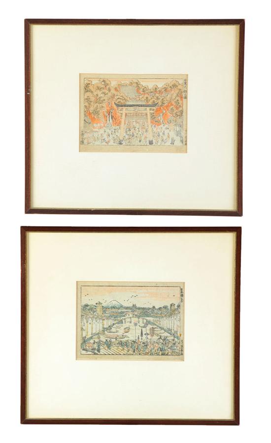 TWO WOODBLOCK PRINTS.  Japan  19th