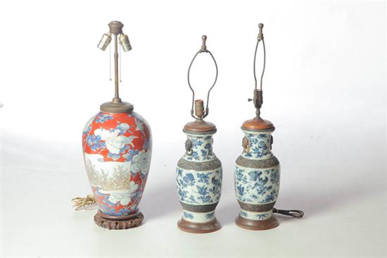 THREE TABLE LAMPS Asian 20th 12368d