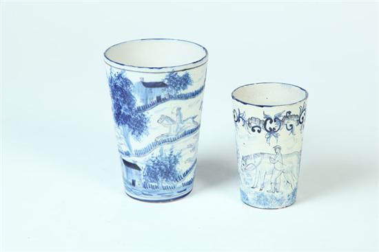 TWO DELFT TUMBLERS.  Continental