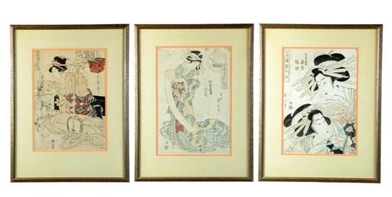 THREE WOODBLOCK PRINTS.  Japan