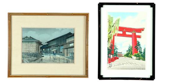 TWO WOODBLOCK PRINTS.  Japan  20th