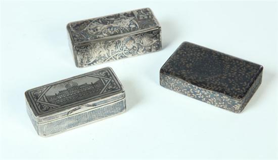 THREE SILVER NIELLO BOXES.  The