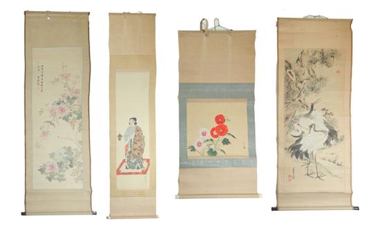 FOUR HANGING SCROLLS.  Asian  probably