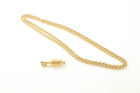 18K GOLD ROPE CHAIN AND PENDANT  1237b7