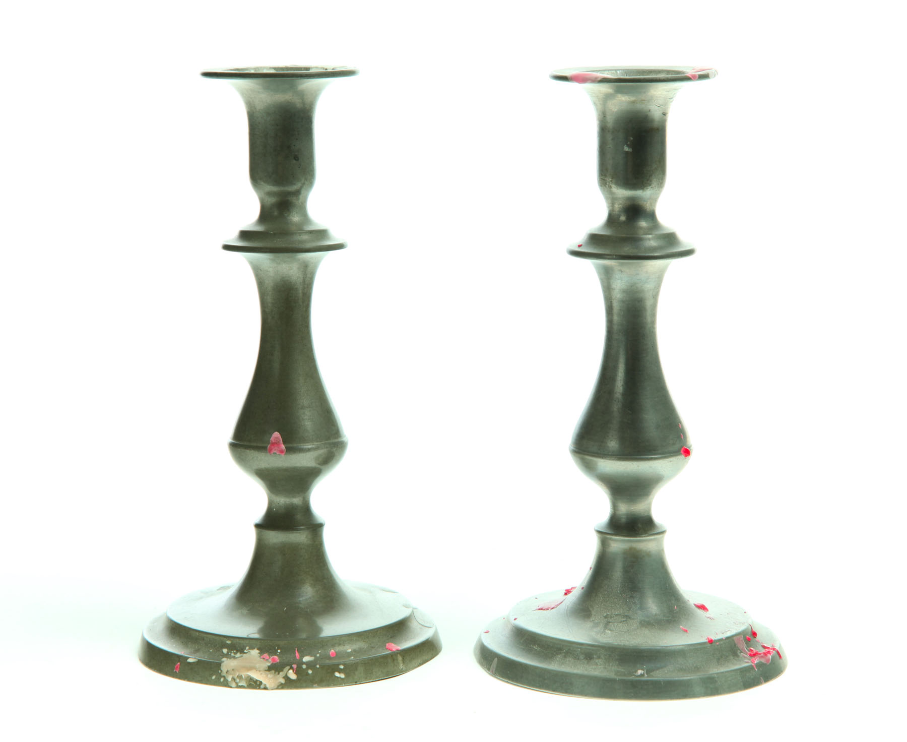 PAIR OF PEWTER CANDLESTICKS Flagg 1237f3