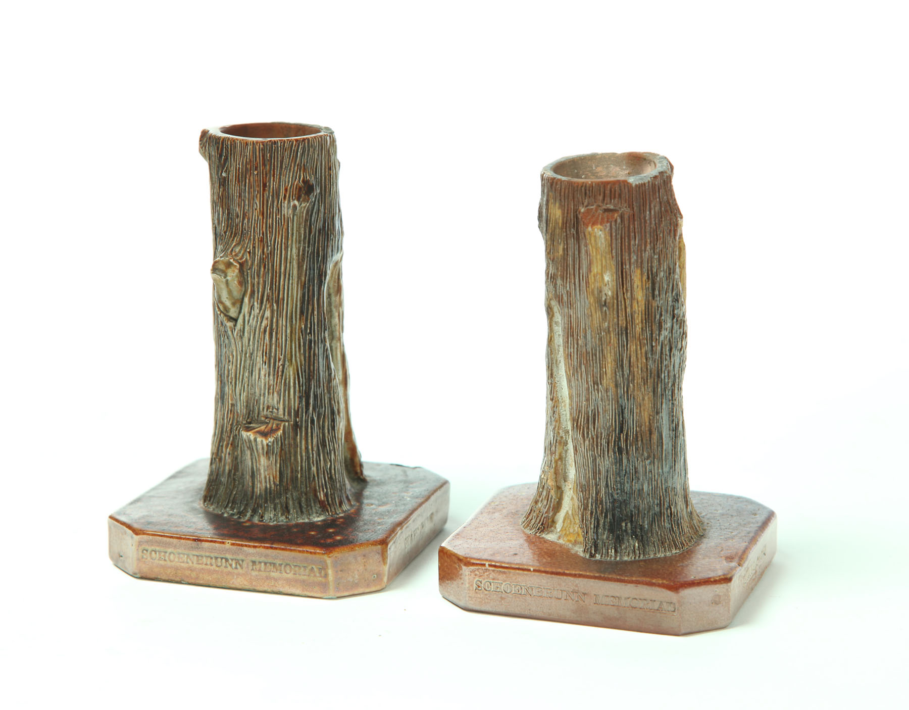 TWO SEWERTILE TREE LAMP BASES.
