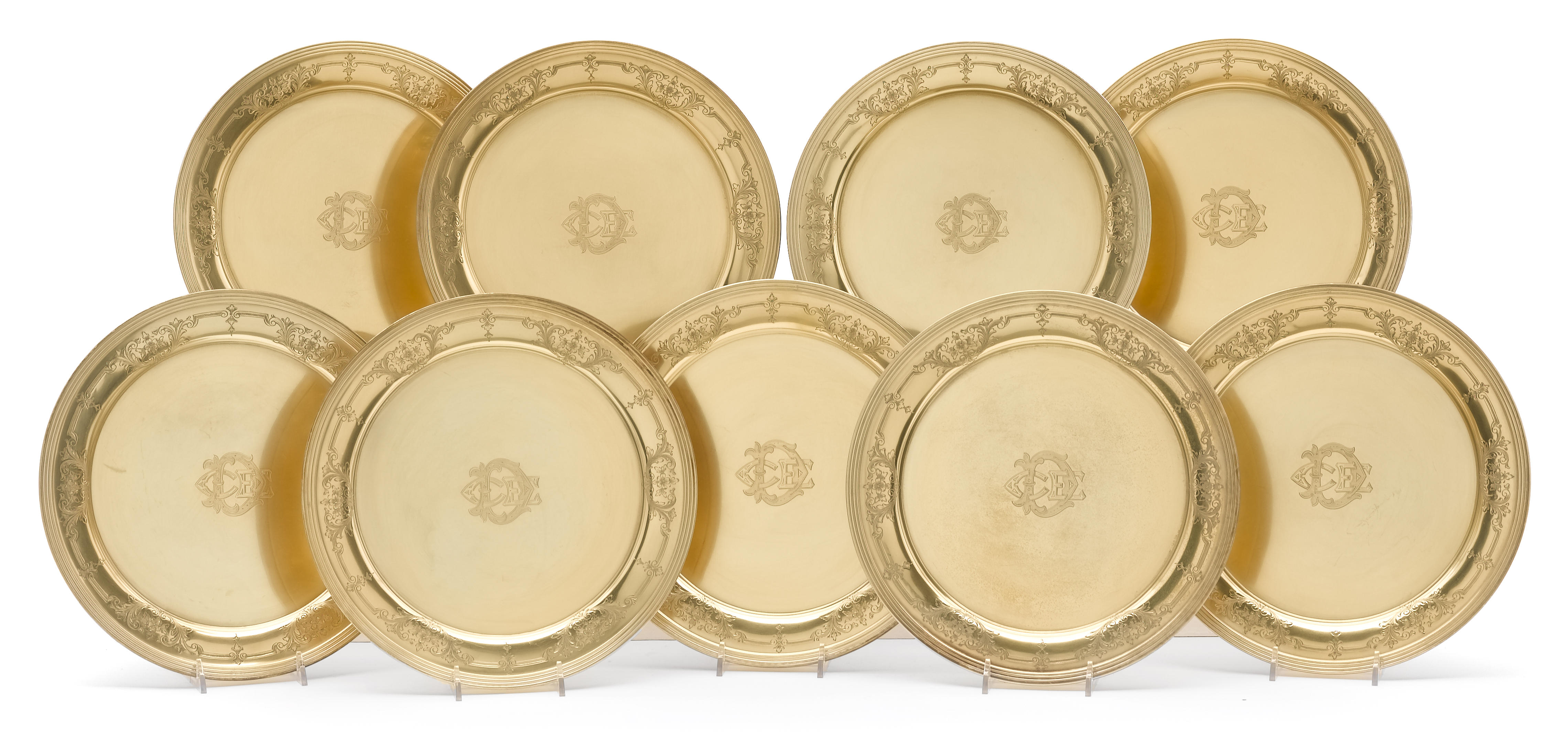 A sterling-gilt set of eighteen place