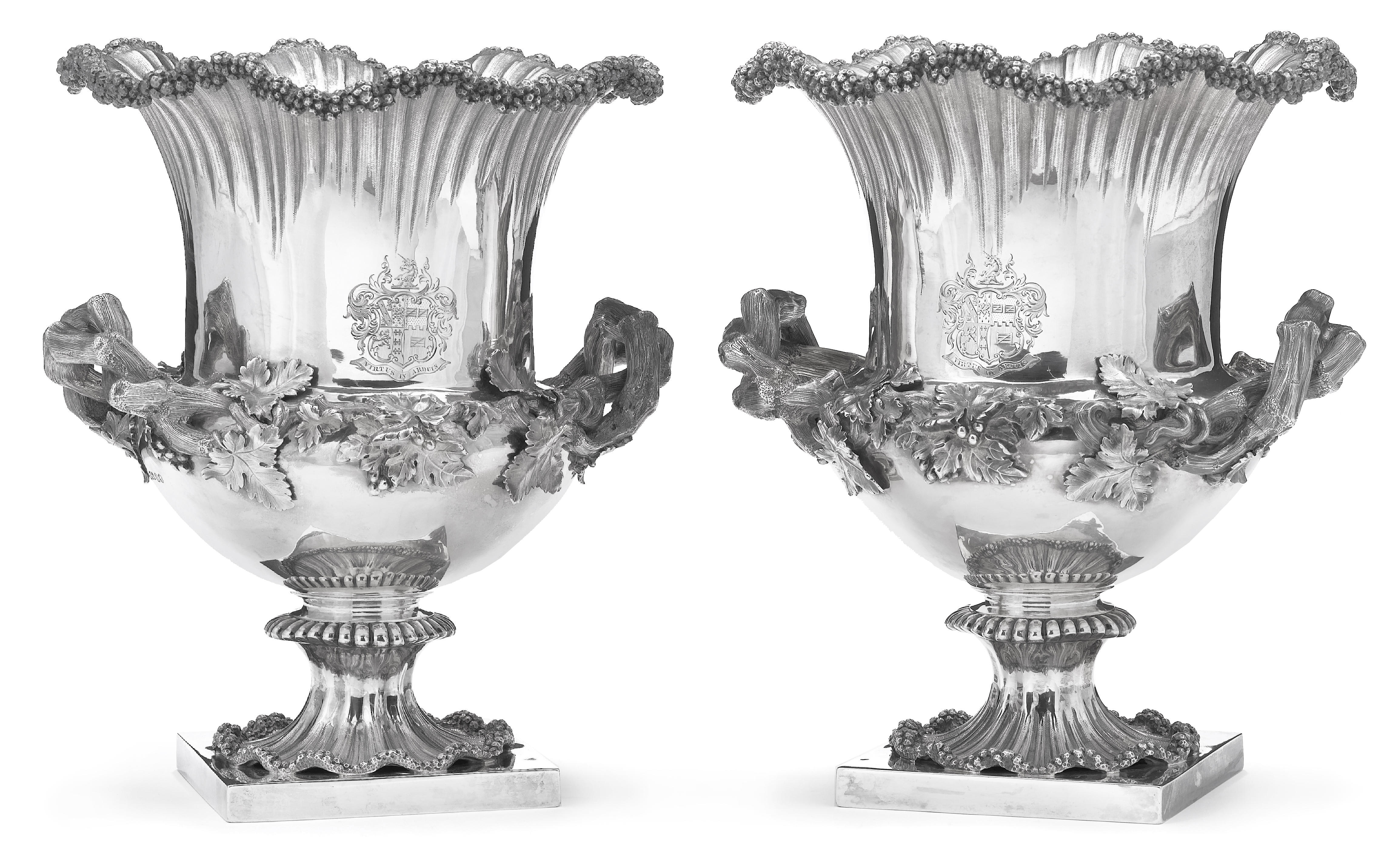 A Victorian silver pair of wine
