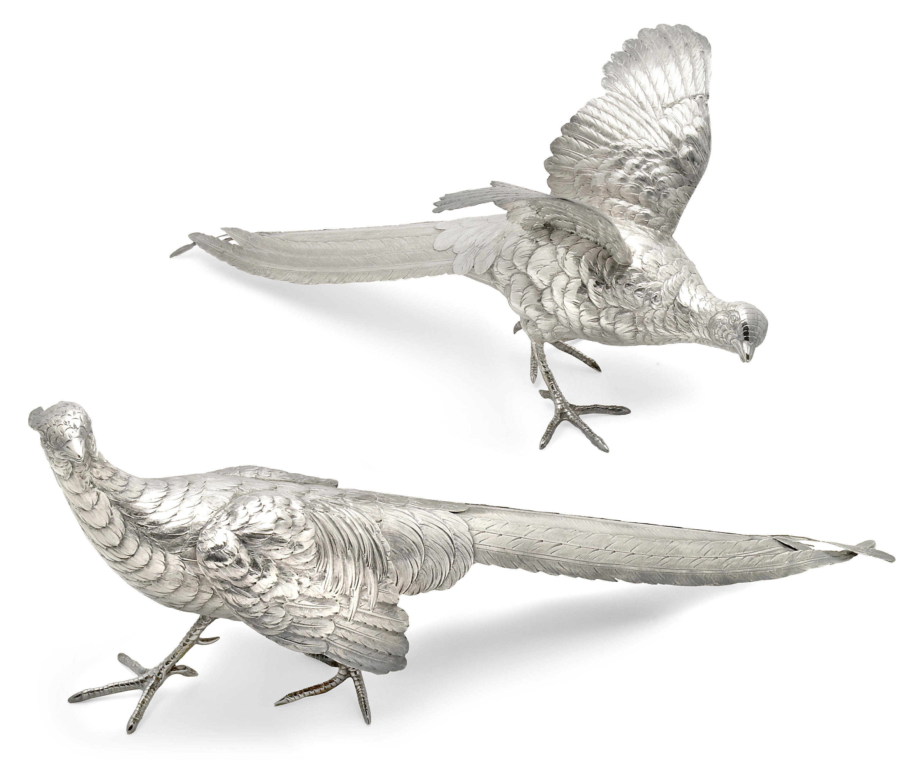 A Continental silver pair of pheasant 129123