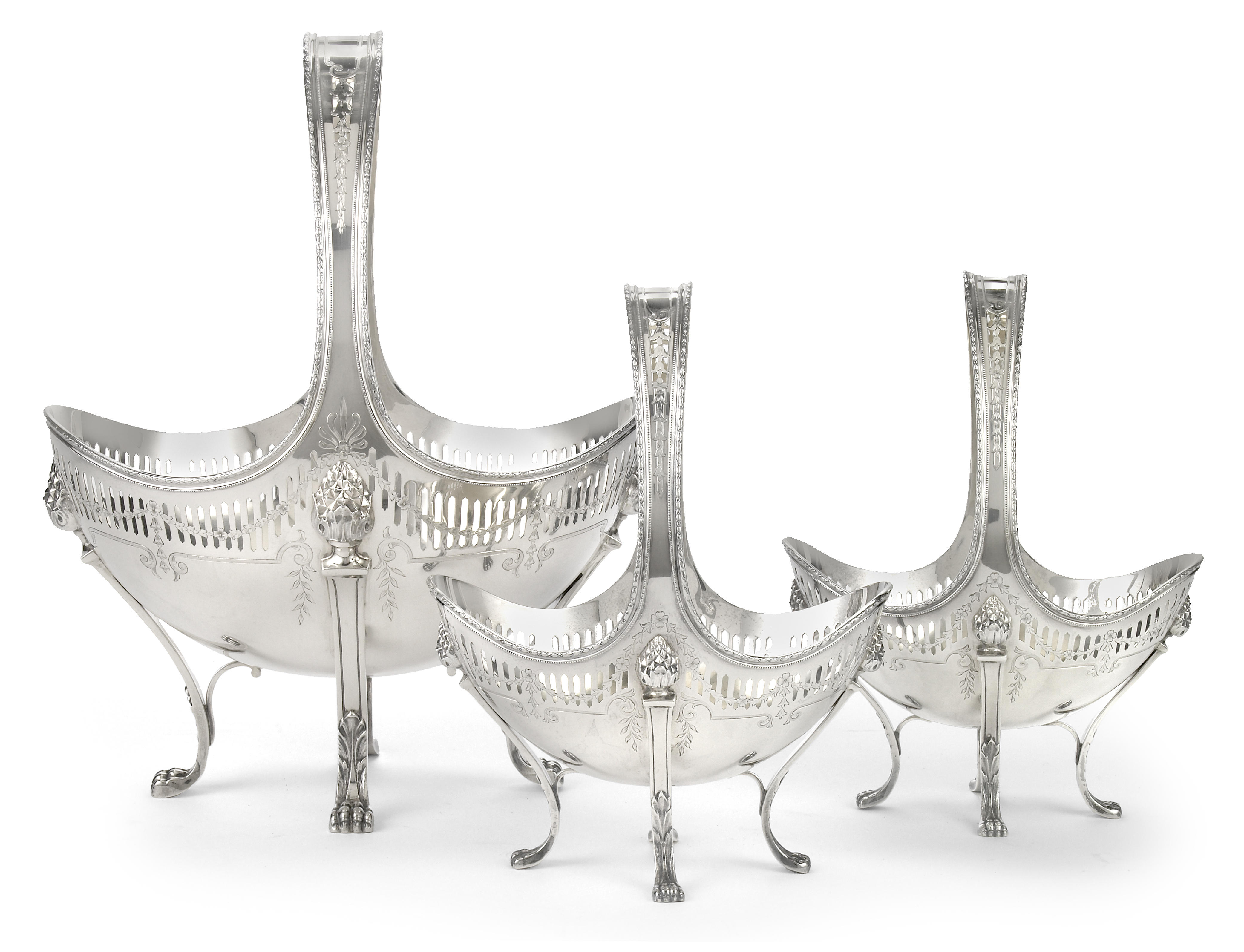 A sterling three piece table garniture 129131