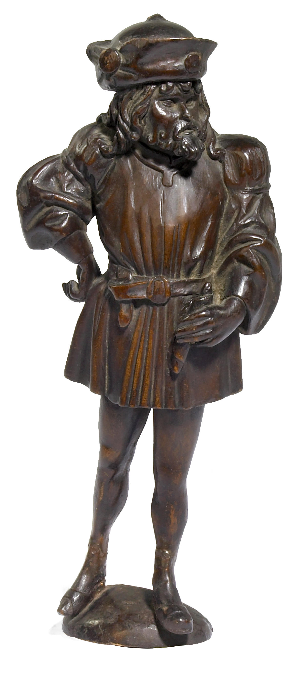 A carved walnut figure of a Renaissance