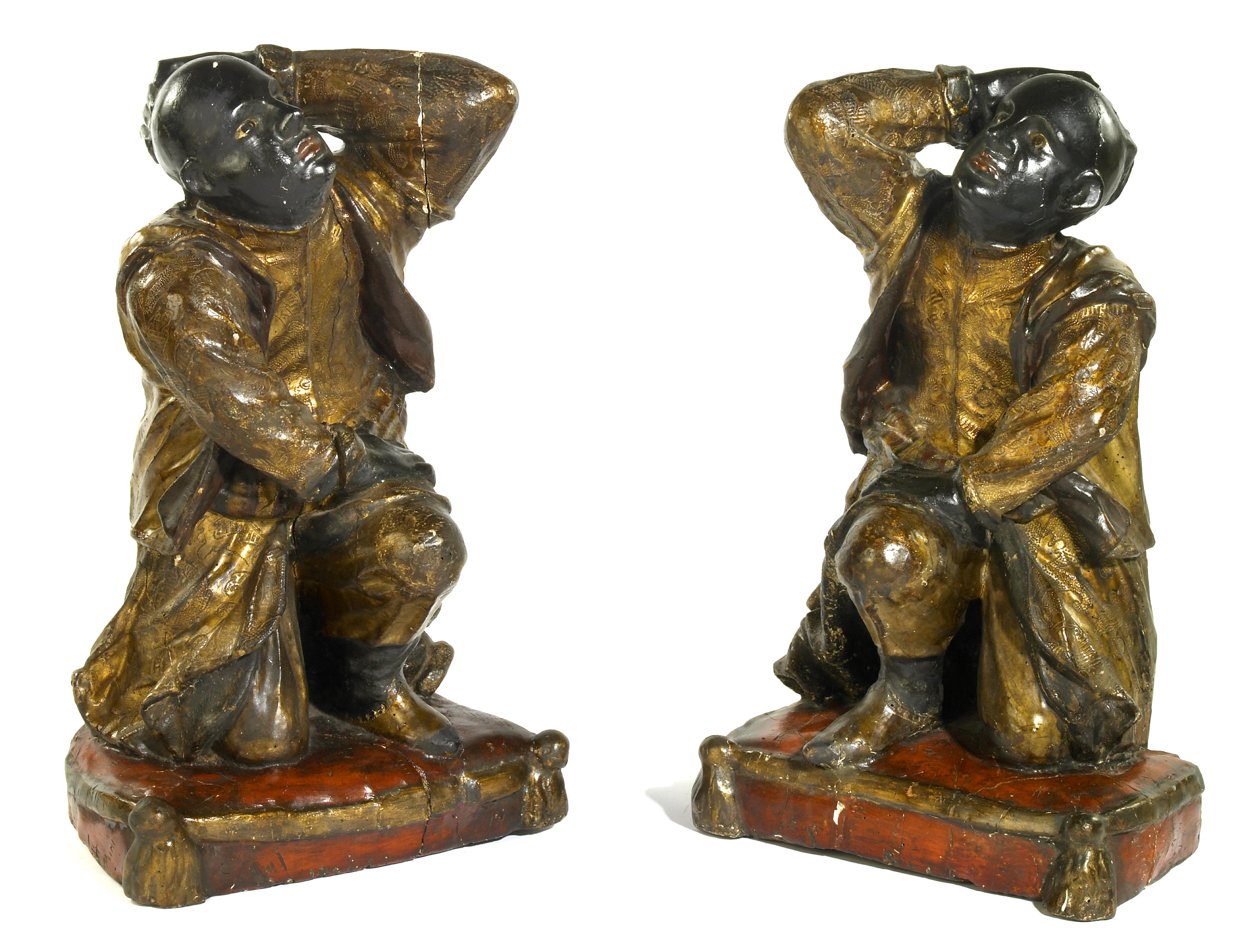 A pair of Italian polychrome decorated