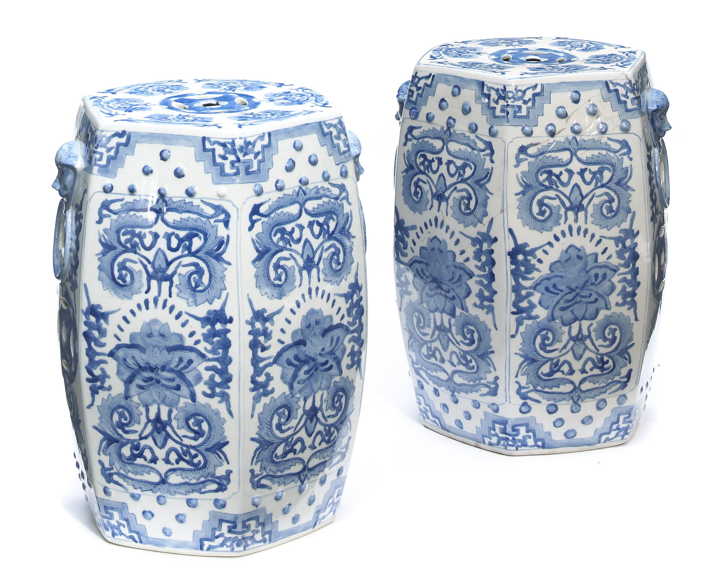 A pair of Chinese porcelain hexagonal