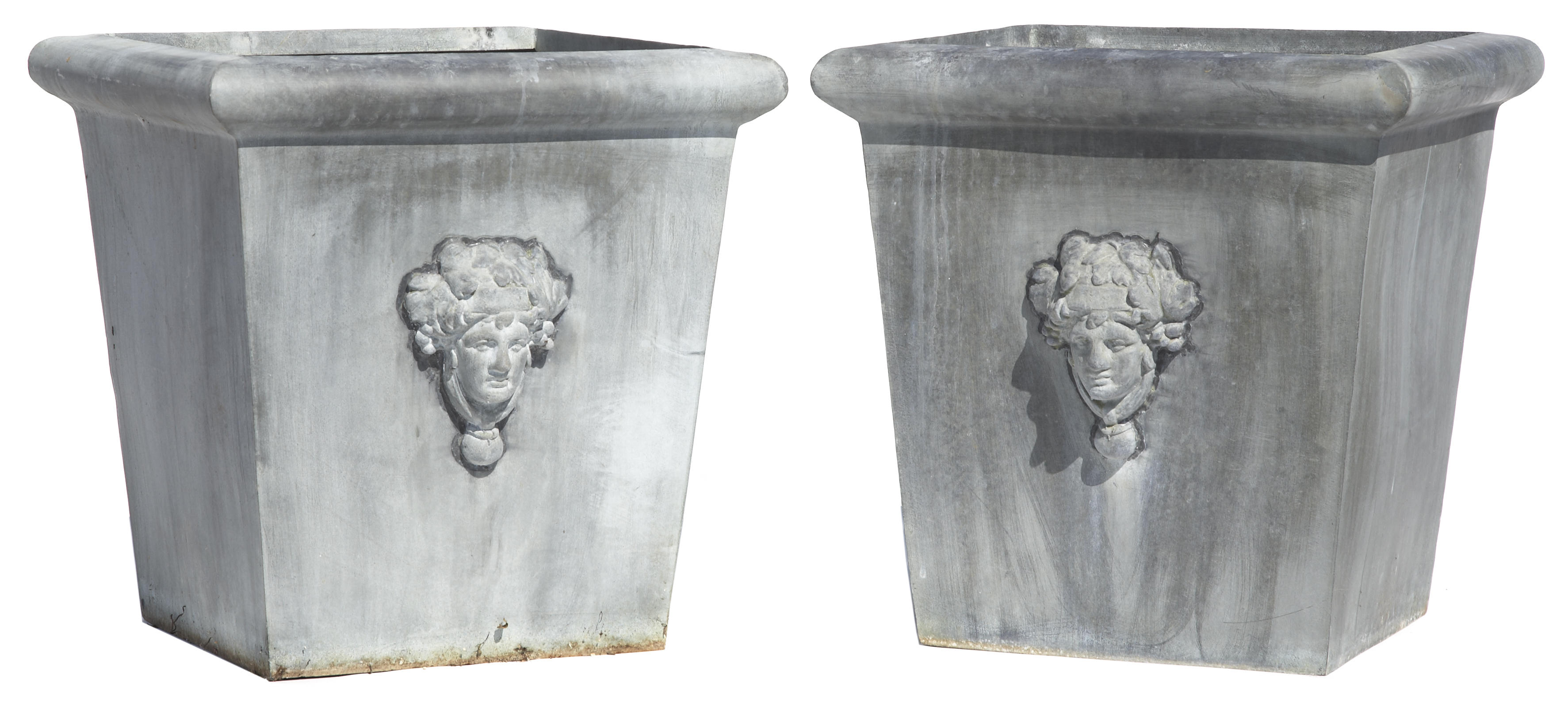 A set of five zinc jardinires with