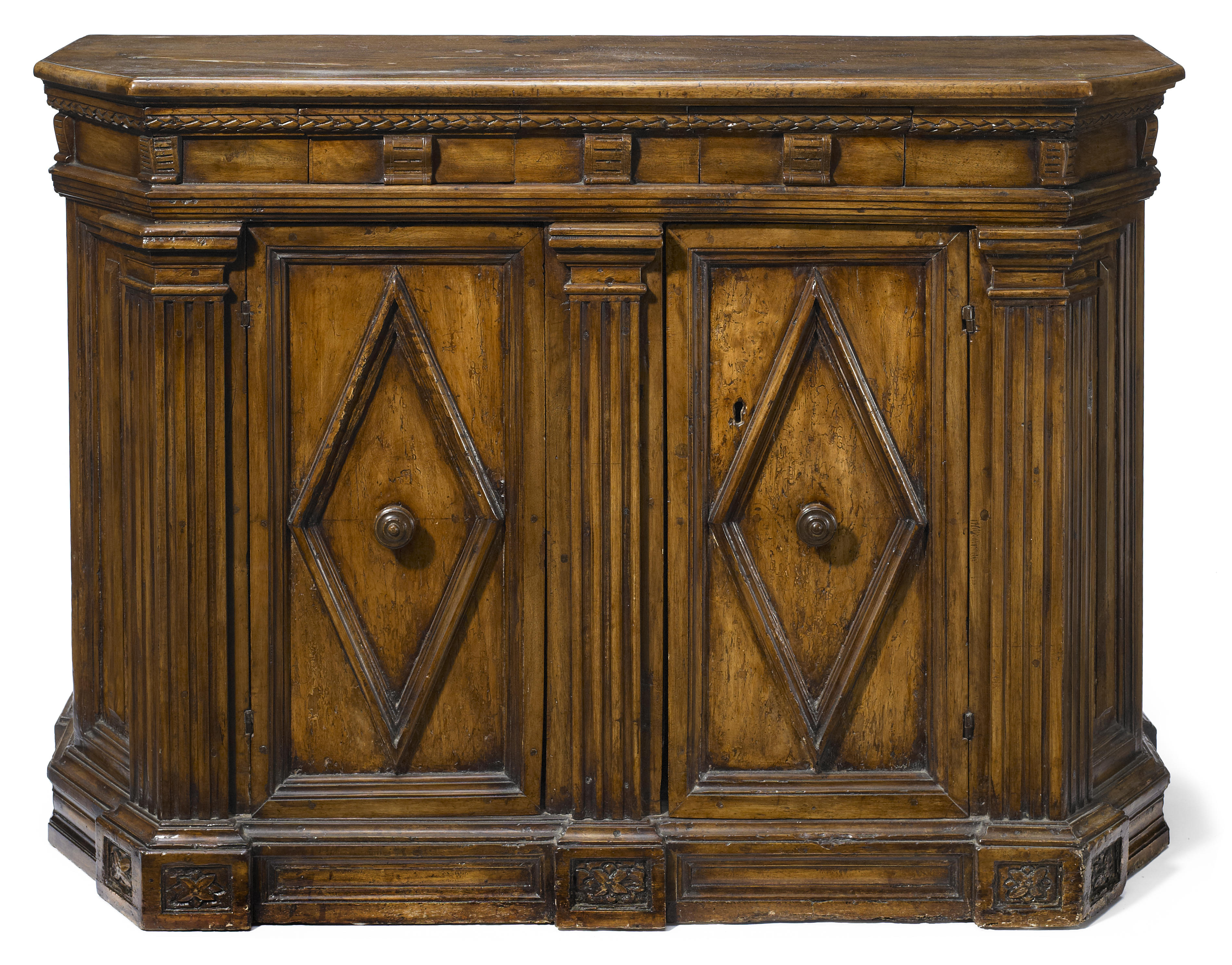 An Italian Baroque walnut credenza