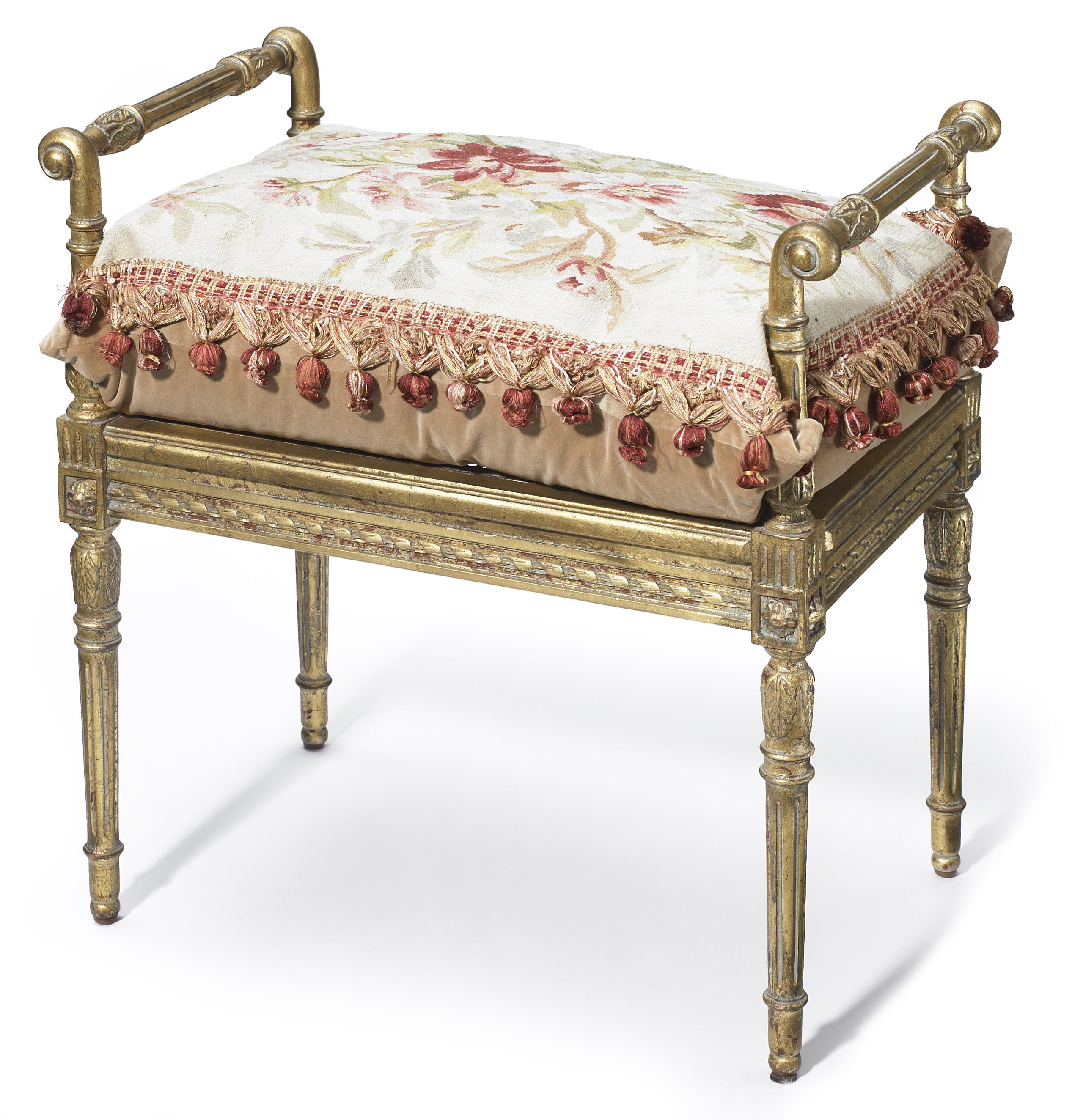 A Louis XVI style giltwood stool