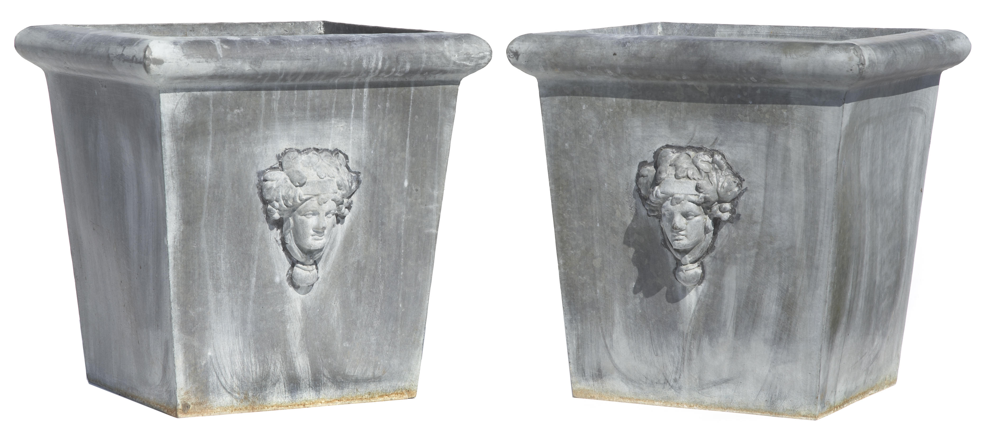 A set of five zinc jardinires with