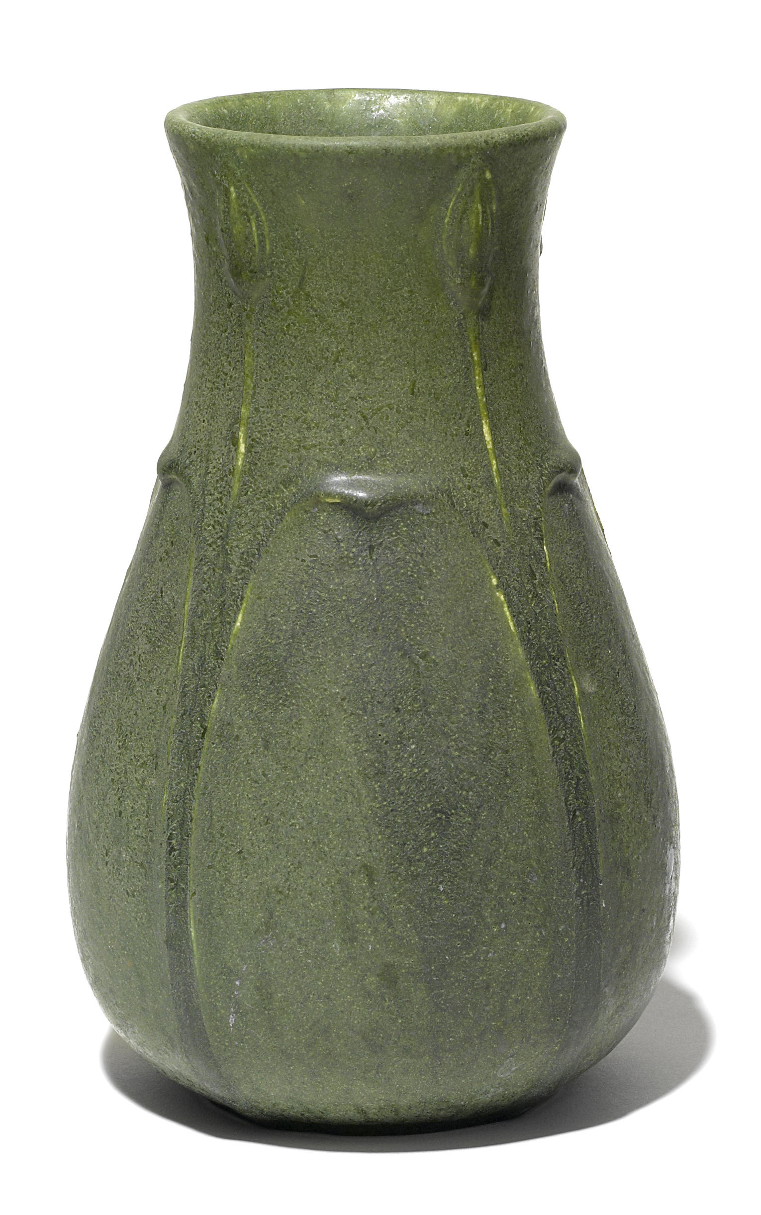 A Grueby green glazed pottery vase circa