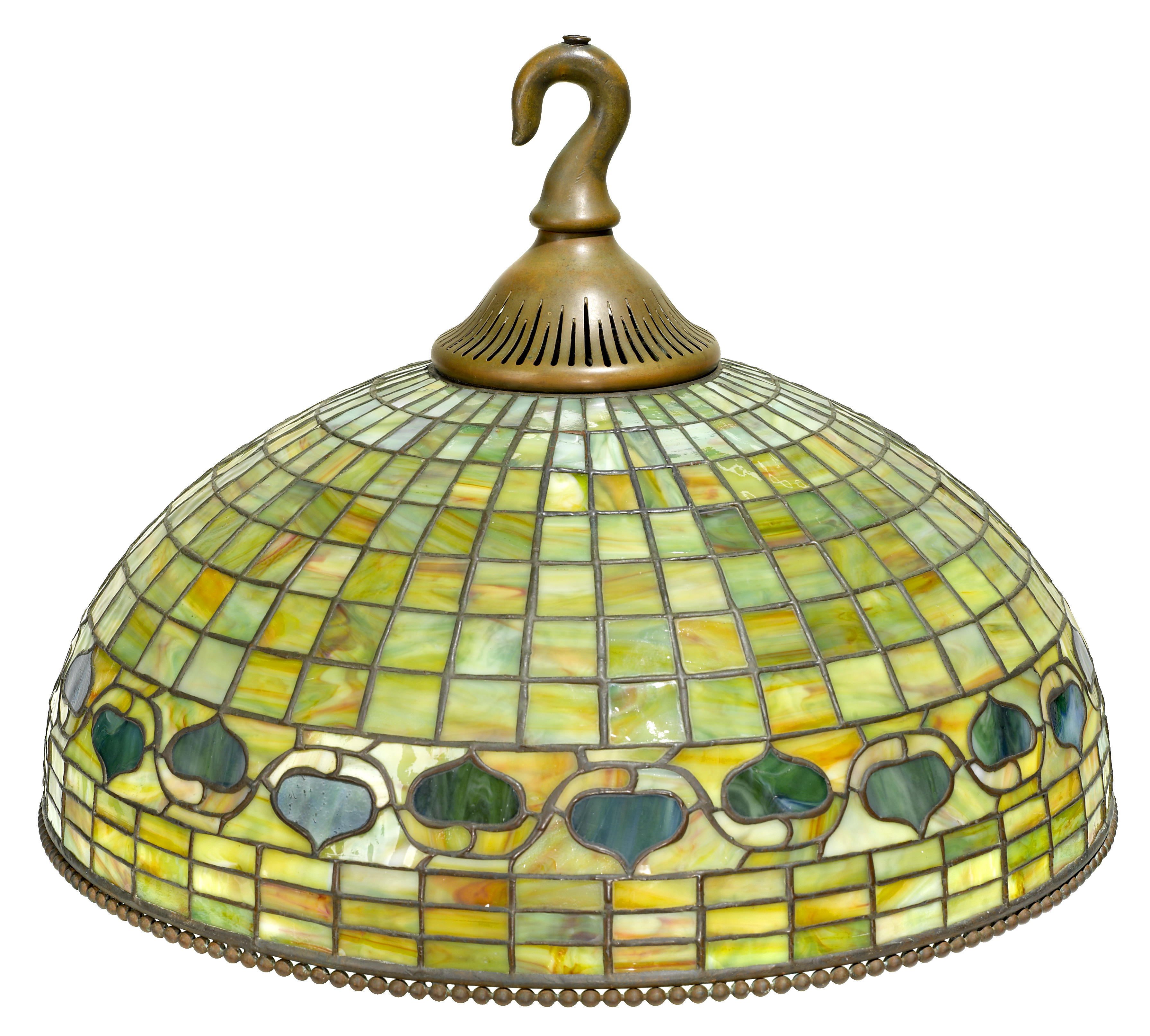 A Tiffany Studios leaded glass and patinated