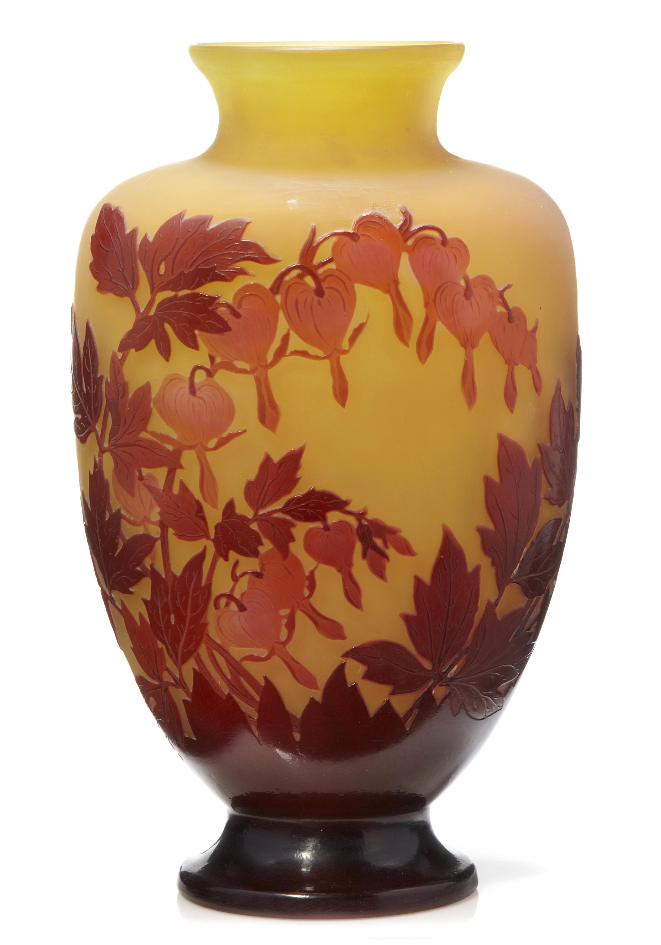 A Gall cameo glass Bleeding Heart vase