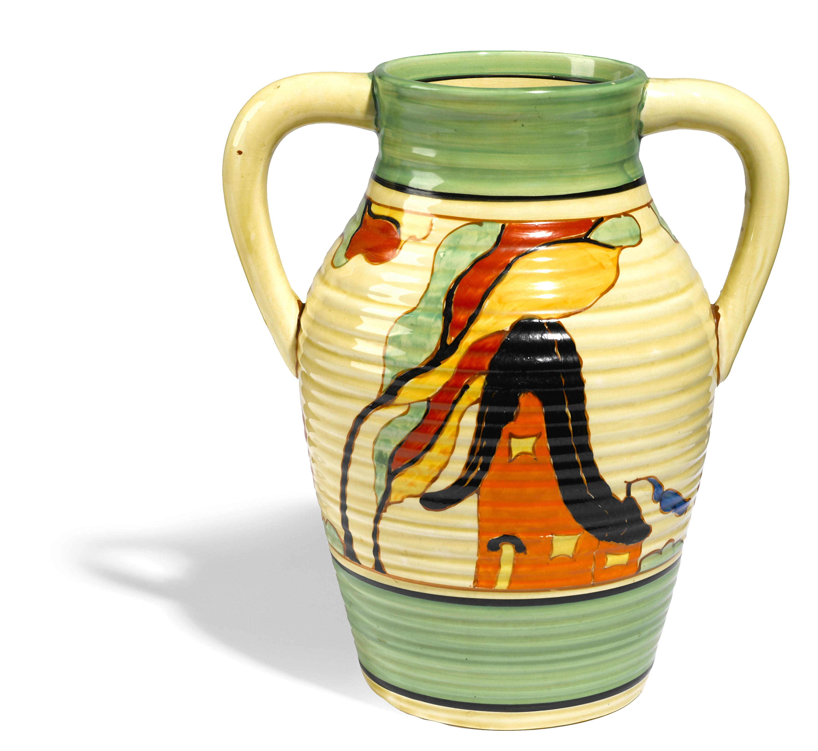 A Clarice Cliff two-handled Isis