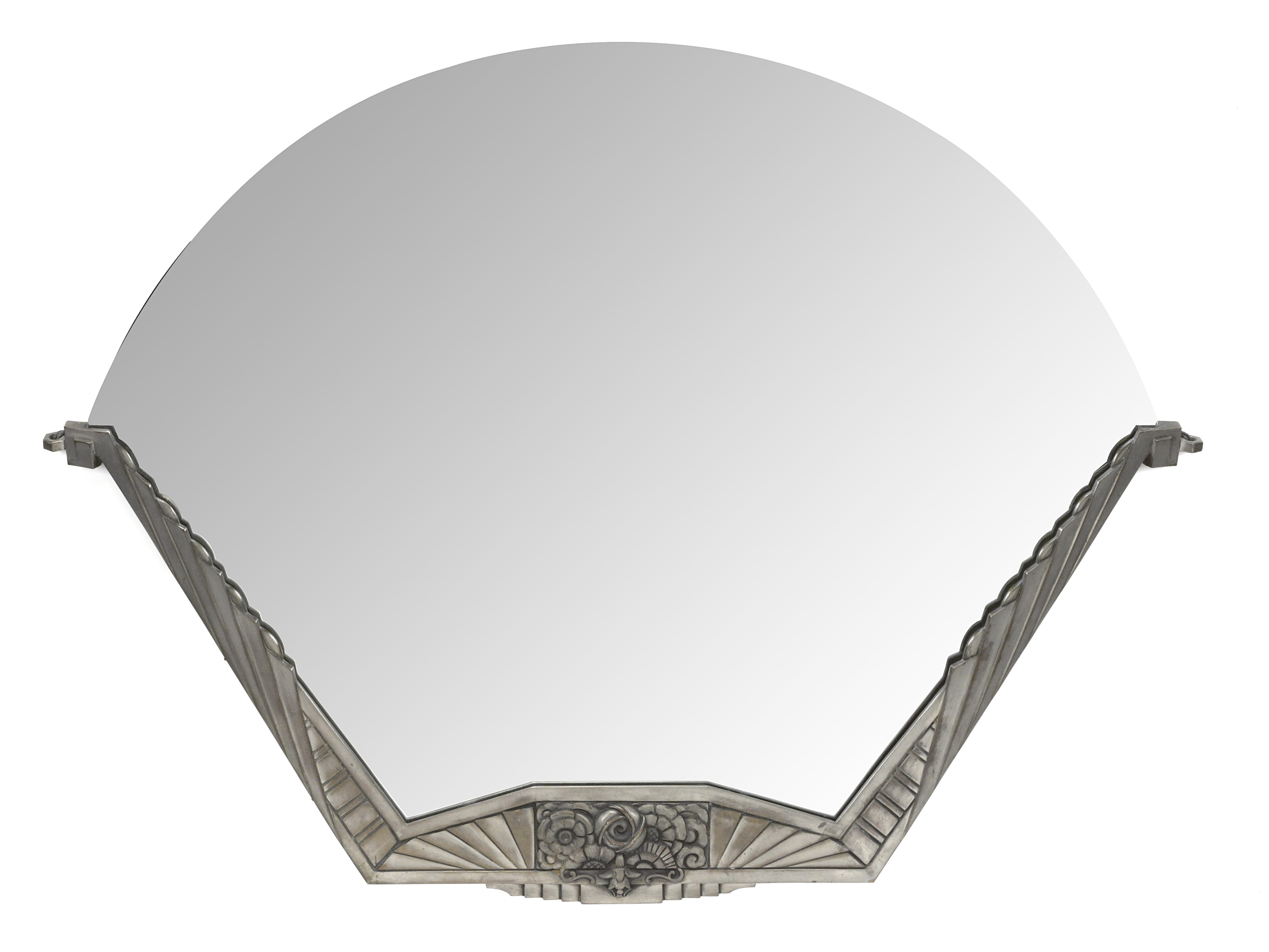 An Art Deco silvered metal mirror