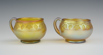 Two Signed Tiffany Gold Favrile Cups