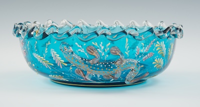 A Moser Blue Art Glass Bowl with 13235c