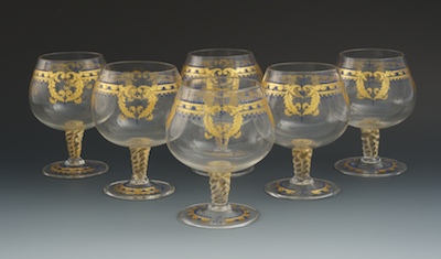 Six Gilt and Enameled Brandy Snifters 13235d