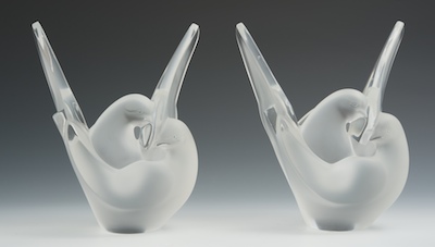 A Pair of Signed Lalique "Sylvie"