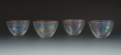 Four Etched Glass Finger Bowls 13237b