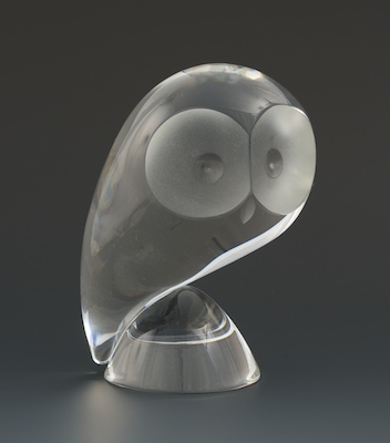 A Steuben Glass Owl Figure Clear and