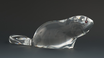 A Steuben Glass Beaver Figure Clear