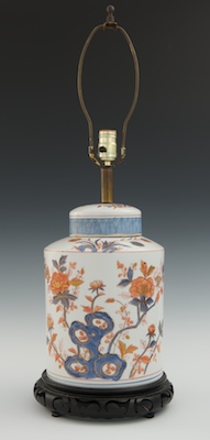 A Glazed Porcelain Temple Jar Lamp 1323a0
