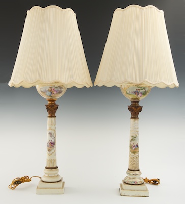 A Pair of Converted Porcelain Oil 13239c