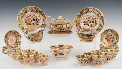 A Spode Porcelain Tea Set Each piece