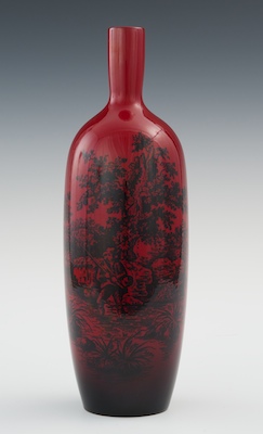 A Royal Doulton Flambe Woodcut Vase