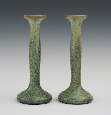 A Pair of Fulper Pottery Candlesticks 1323e9