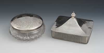 Two Glass Containers with Sterling